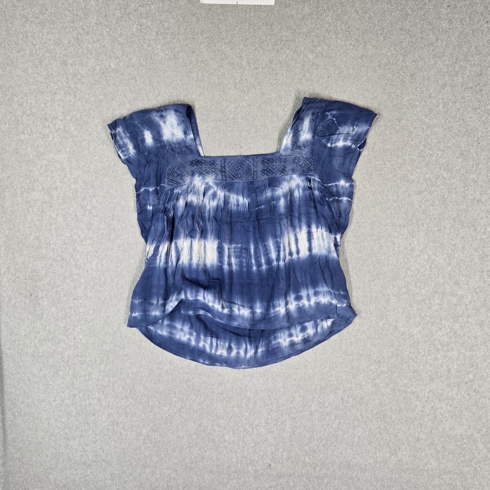 Hollister Women Blouse SMALL Blue Tie Dye Babydoll Pullover NWT